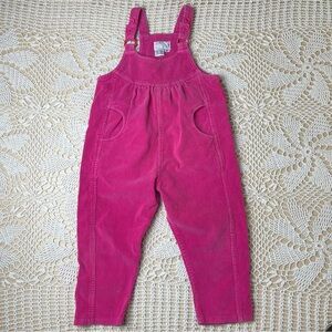 Vintage 1990s Youth Park Girls 4t Chunky Corduroy Pink Overalls Dungarees
